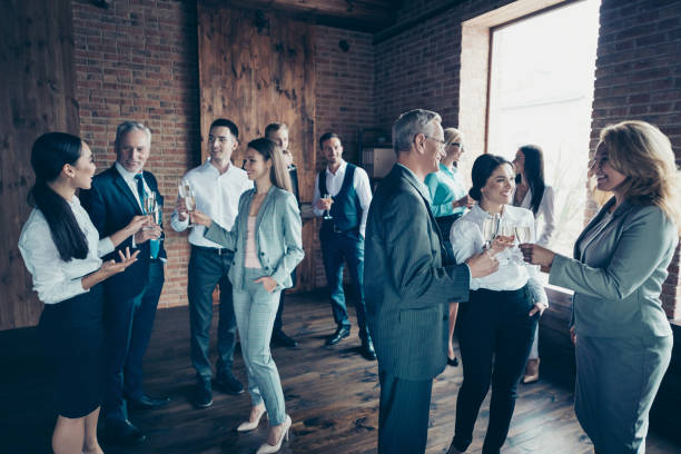 People at a office party with glasses